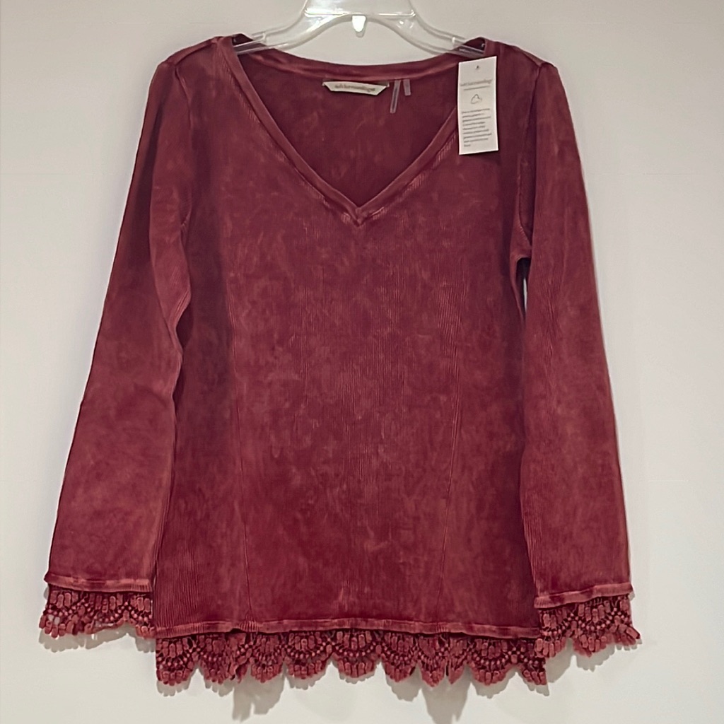 Soft Surroundings Women’s Sutton Top Waffle Size Ps Red Nwt